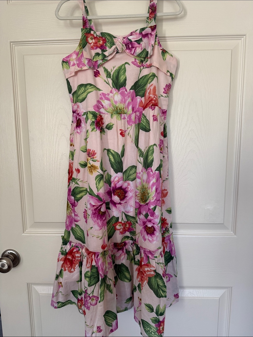 Janie and Jack Pink Floral Sundress with Green Leaves